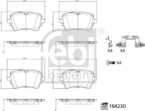 Febi Bilstein 184230 - Kit de plaquettes de frein, frein à disque cwaw.fr