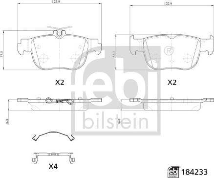 Febi Bilstein 184233 - Kit de plaquettes de frein, frein à disque cwaw.fr