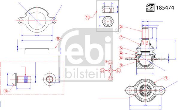 Febi Bilstein 185474 - Rotule de direction intérieure, barre de connexion cwaw.fr