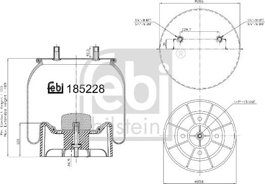 Febi Bilstein 185228 - Ressort pneumatique, suspension pneumatique cwaw.fr