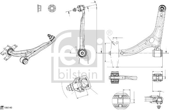 Febi Bilstein 186140 - Bras de liaison, suspension de roue cwaw.fr