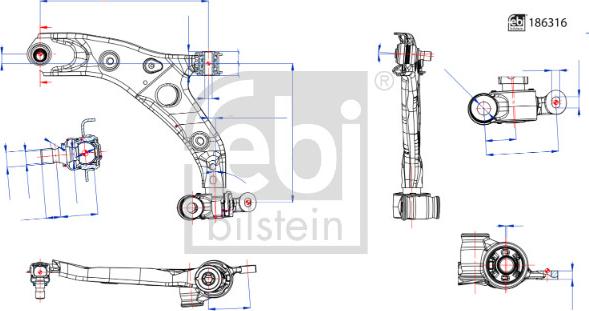 Febi Bilstein 186316 - Bras de liaison, suspension de roue cwaw.fr