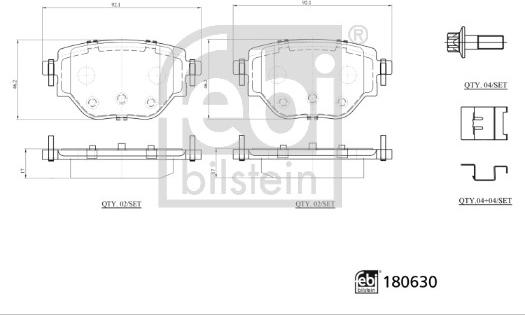 Febi Bilstein 180630 - Kit de plaquettes de frein, frein à disque cwaw.fr