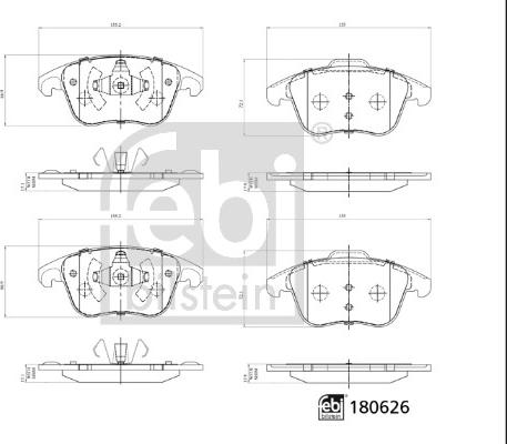 Febi Bilstein 180626 - Kit de plaquettes de frein, frein à disque cwaw.fr