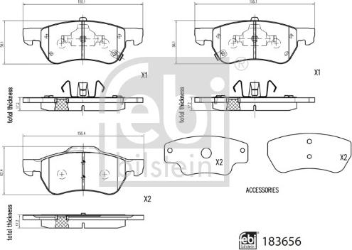 Febi Bilstein 183656 - Kit de plaquettes de frein, frein à disque cwaw.fr