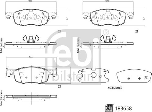 Febi Bilstein 183658 - Kit de plaquettes de frein, frein à disque cwaw.fr