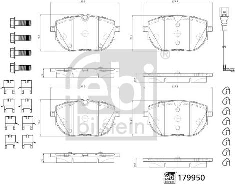 Febi Bilstein 179950 - Kit de plaquettes de frein, frein à disque cwaw.fr