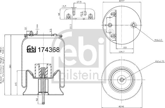 Febi Bilstein 174368 - Ressort pneumatique, suspension pneumatique cwaw.fr