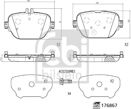 Febi Bilstein 176867 - Kit de plaquettes de frein, frein à disque cwaw.fr