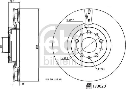 Febi Bilstein 173028 - Disque de frein cwaw.fr