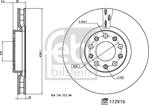 Febi Bilstein 172916 - Disque de frein cwaw.fr