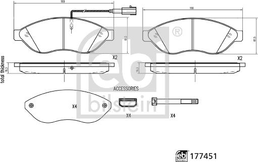 Febi Bilstein 177451 - Kit de plaquettes de frein, frein à disque cwaw.fr