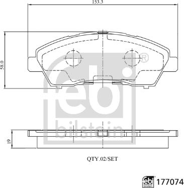 Febi Bilstein 177074 - Kit de plaquettes de frein, frein à disque cwaw.fr