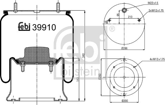 Febi Bilstein 39910 - Ressort pneumatique, suspension pneumatique cwaw.fr