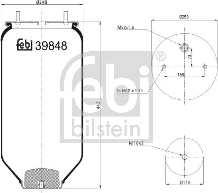 Febi Bilstein 39848 - Ressort pneumatique, suspension pneumatique cwaw.fr