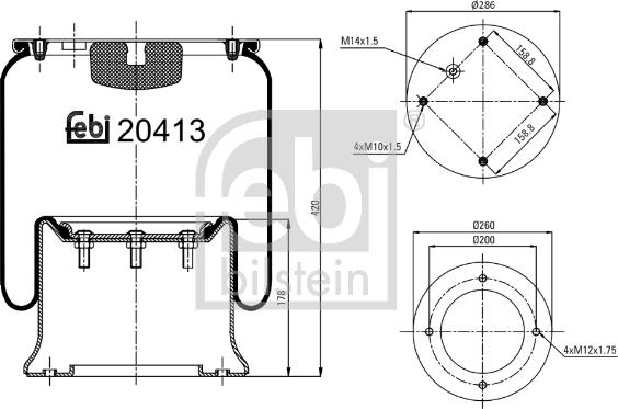 Febi Bilstein 20413 - Ressort pneumatique, suspension pneumatique cwaw.fr