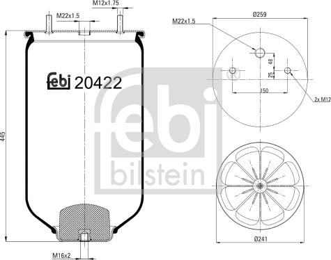 Febi Bilstein 20422 - Ressort pneumatique, suspension pneumatique cwaw.fr