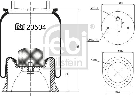 Febi Bilstein 20504 - Ressort pneumatique, suspension pneumatique cwaw.fr