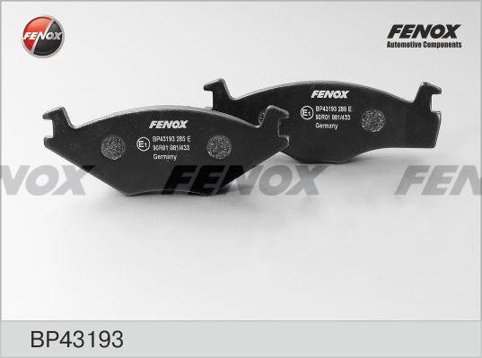 Fenox BP43193 - Kit de plaquettes de frein, frein à disque cwaw.fr