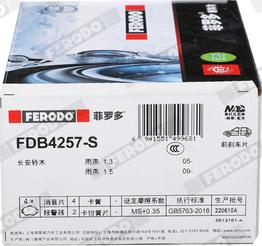 Ferodo FDB4257-S - Kit de plaquettes de frein, frein à disque cwaw.fr