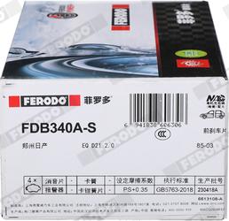 Ferodo FDB340A-S - Kit de plaquettes de frein, frein à disque cwaw.fr