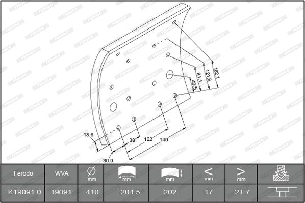 Ferodo K19091.0TG - Kit de garnitures de frein, frein à tambour cwaw.fr