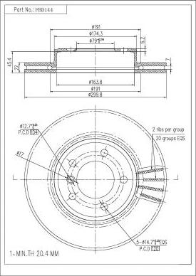 FI.BA FBD144 - Disque de frein cwaw.fr