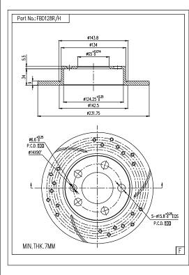 FI.BA FBD128R/H - Disque de frein cwaw.fr