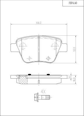 FI.BA FBP4140 - Kit de plaquettes de frein, frein à disque cwaw.fr