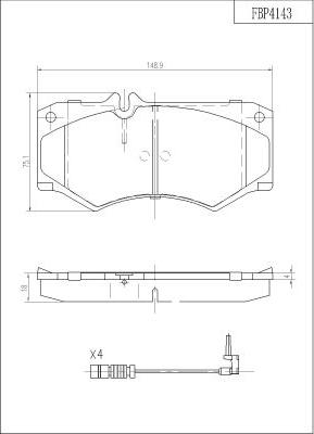 FI.BA FBP4143 - Kit de plaquettes de frein, frein à disque cwaw.fr