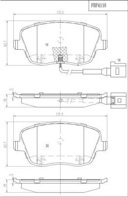 FI.BA FBP4110 - Kit de plaquettes de frein, frein à disque cwaw.fr