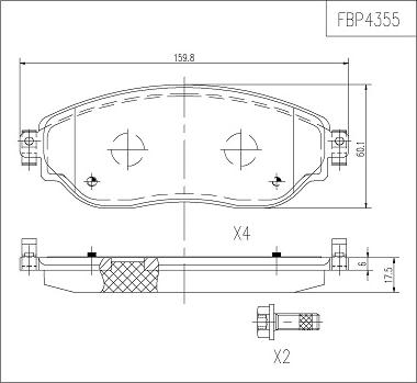 FI.BA FBP4355 - Kit de plaquettes de frein, frein à disque cwaw.fr