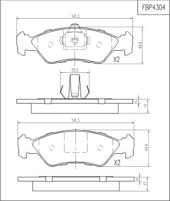 FI.BA FBP4304 - Kit de plaquettes de frein, frein à disque cwaw.fr