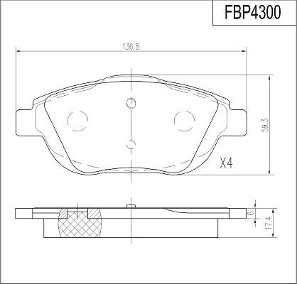 FI.BA FBP4300 - Kit de plaquettes de frein, frein à disque cwaw.fr