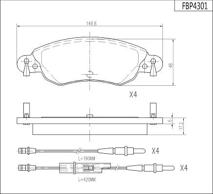 FI.BA FBP4301 - Kit de plaquettes de frein, frein à disque cwaw.fr