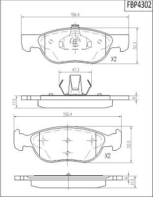 FI.BA FBP4302 - Kit de plaquettes de frein, frein à disque cwaw.fr