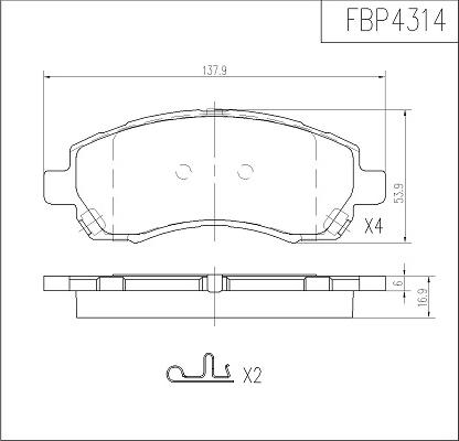 FI.BA FBP4314 - Kit de plaquettes de frein, frein à disque cwaw.fr