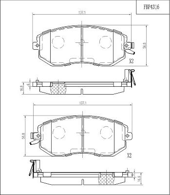 FI.BA FBP4316 - Kit de plaquettes de frein, frein à disque cwaw.fr