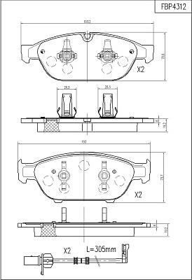 FI.BA FBP4312 - Kit de plaquettes de frein, frein à disque cwaw.fr