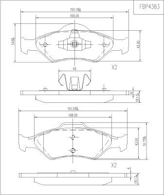 FI.BA FBP4383 - Kit de plaquettes de frein, frein à disque cwaw.fr