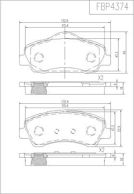 FI.BA FBP4374 - Kit de plaquettes de frein, frein à disque cwaw.fr