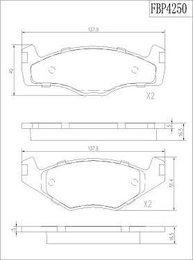 FI.BA FBP4250 - Kit de plaquettes de frein, frein à disque cwaw.fr