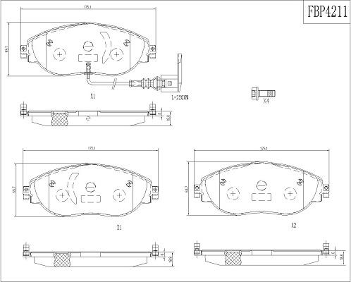 FI.BA FBP4211 - Kit de plaquettes de frein, frein à disque cwaw.fr