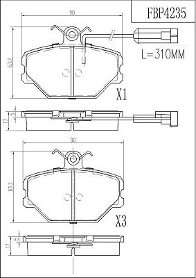 FI.BA FBP4235 - Kit de plaquettes de frein, frein à disque cwaw.fr