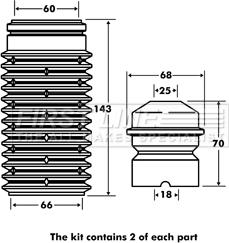 First Line FPK7033 - Kit de protection contre la poussière, amortisseur cwaw.fr