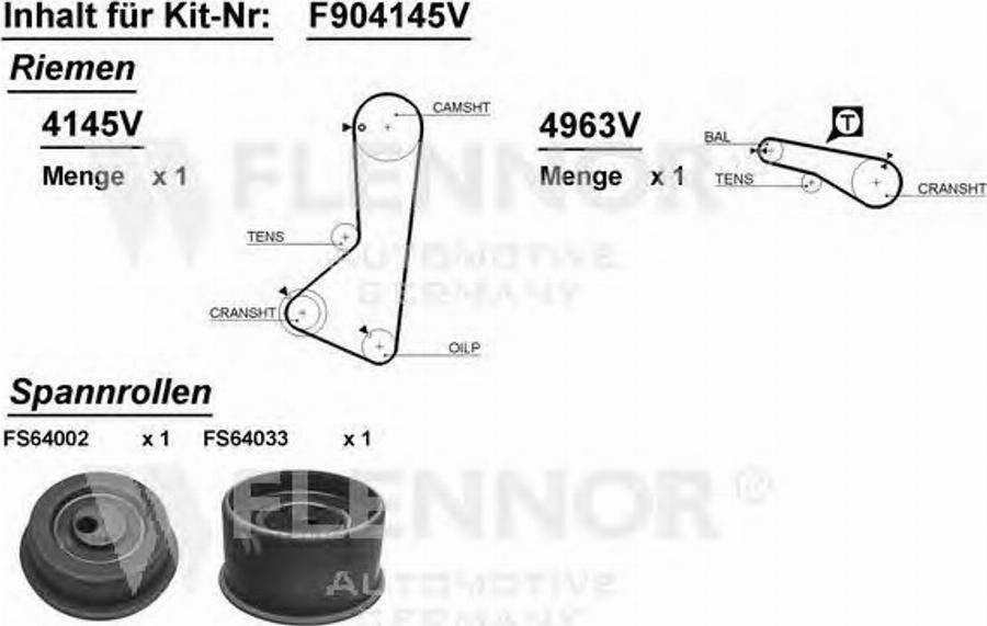 Flennor F904145V - Kit de distribution cwaw.fr