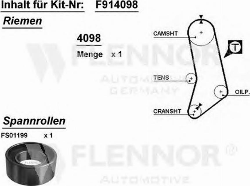 Flennor F914098 - Poulie-tendeur, courroie de distribution cwaw.fr