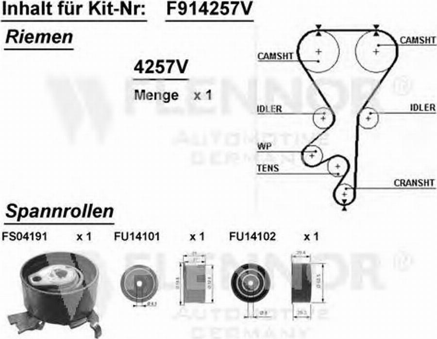 Flennor F914257V - Kit de distribution cwaw.fr