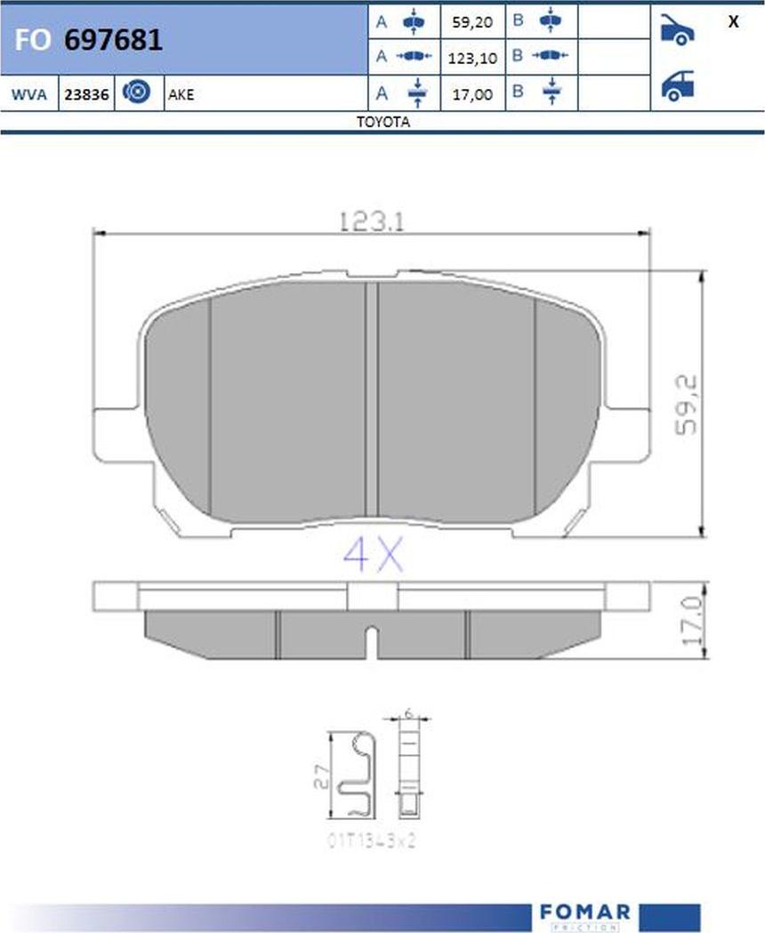 FOMAR Friction FO 697681 - Kit de plaquettes de frein, frein à disque cwaw.fr