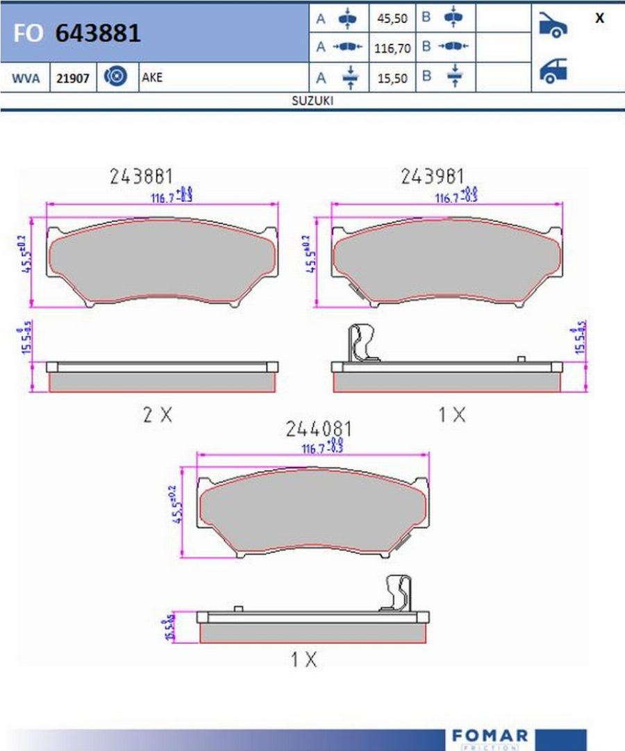 FOMAR Friction FO643881 - Kit de plaquettes de frein, frein à disque cwaw.fr